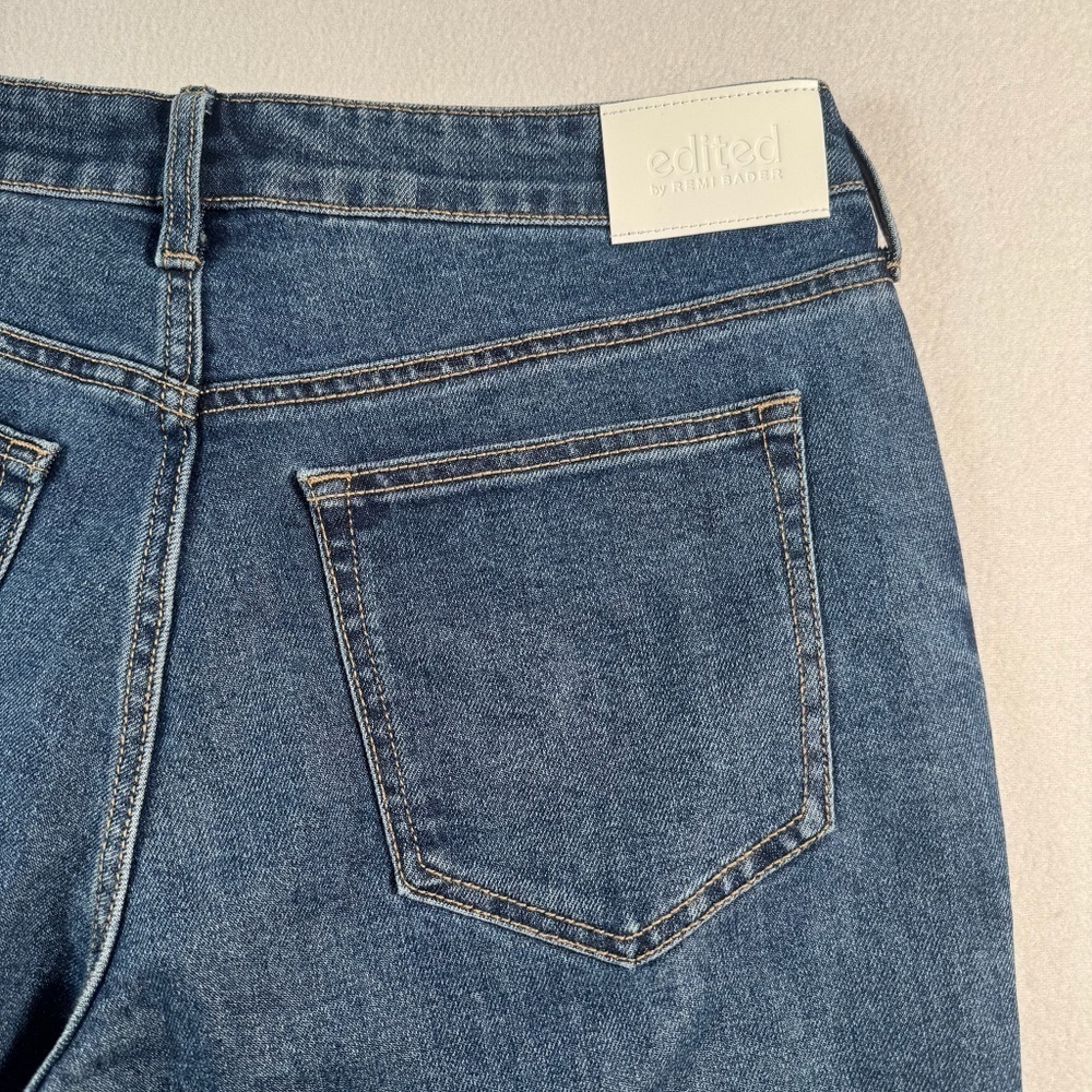 Edited Jeans Womens 8 Blue Loose Straight High Rise Dark Wash - Picture 13 of 14